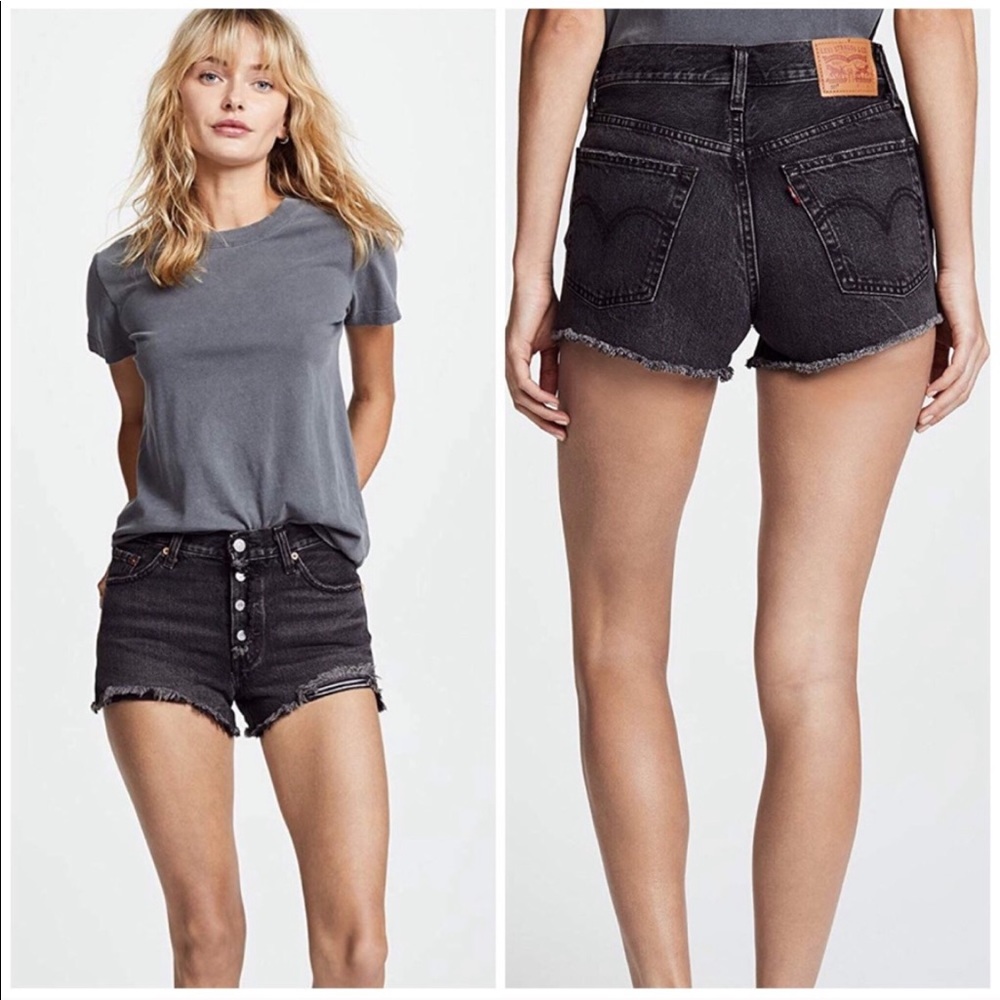 Levi’s 501 black button fly cut off shorts